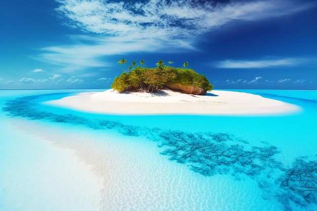 Isla tropical arena blanca palmeras mar paisaje