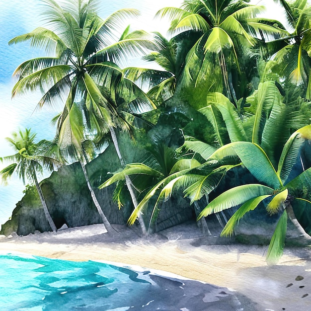 Isla tropical con palmera