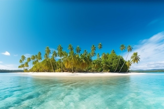 Una isla tropical con palmeras en el agua.