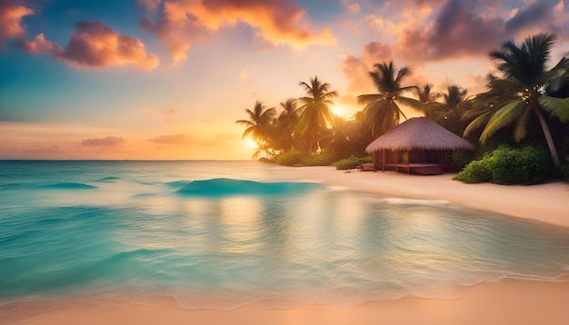 Foto una isla tropical con palmeras en la playa