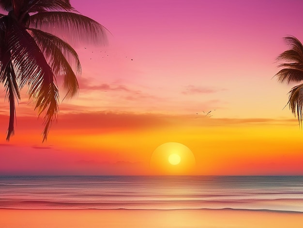 Isla tropical puesta de sol fondo playa de verano