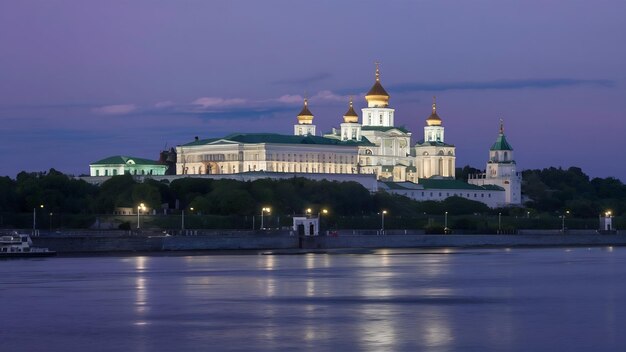 Foto la isla de vasilyevsky en la noche