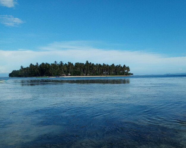 Isla en la vista del espejo del océano