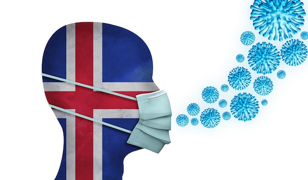 Isländische Gesundheitsperson mit schützender Gesichtsmaske d render