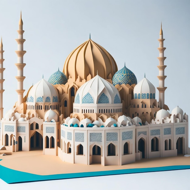Islâmica com mesquita em estilo de papel