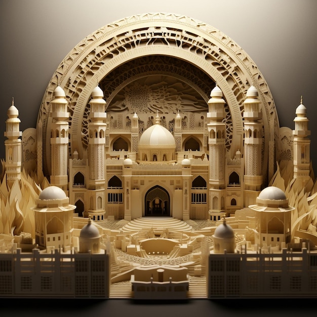 Foto islâmico 3d rendering mesquita ramadan mubarak fundo islâmico