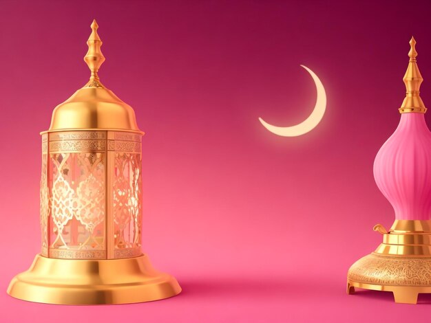 Foto islamische dekoration hintergrund konzept der islamischen feier ramadan kareem oder eid al fitr adha eid mubarak mit podium 3d-illustration