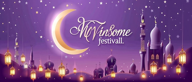 Islamische Feierlichkeiten Ramadan und Eid Mubarak Design mit Halbmond Geschenk Kiste und Beten Mann 3