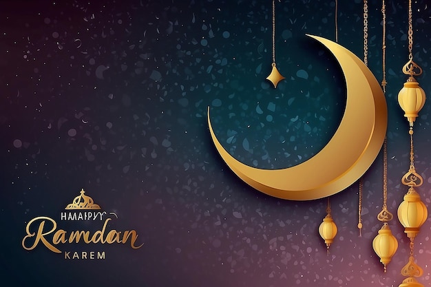 Foto islamische grüße ramadan kareem karte design hintergrund mit halbmond