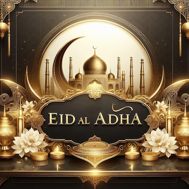 Islamische luxuriöse Eid Al Adha Mubarak Festkarte Hintergrund