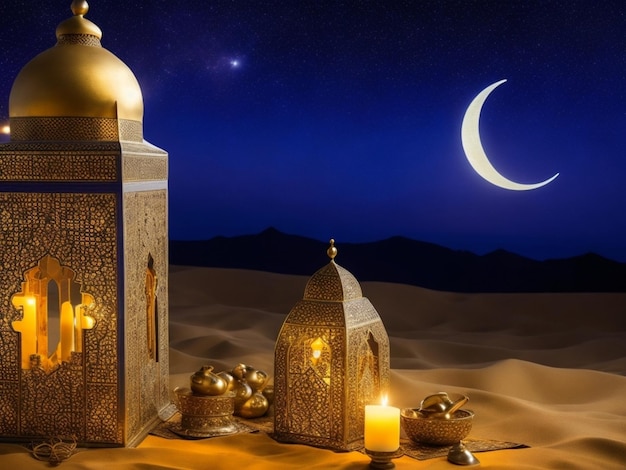 islamische ramadan mubarak gold vorlage