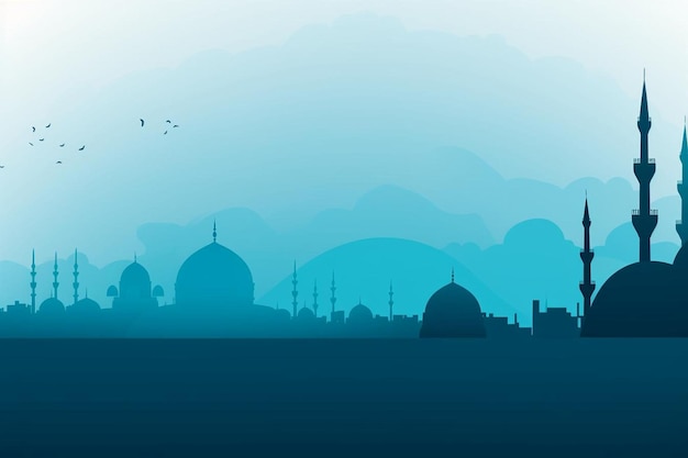 Islamischer Hintergrund mit blauer Kuppelmoschee