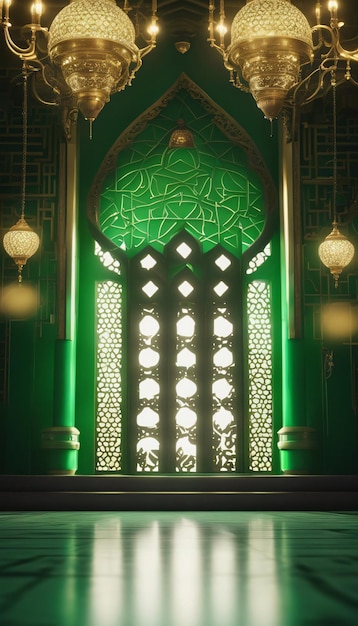 Islamischer luxuriöser grüner Tapetenhintergrund