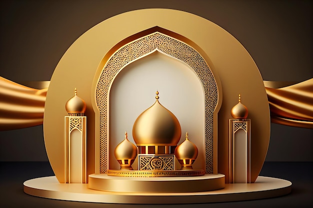 Islamisches Podium, luxuriöses Ramadan-Podium für die Produktpräsentation, Bühnenbasis, generativ