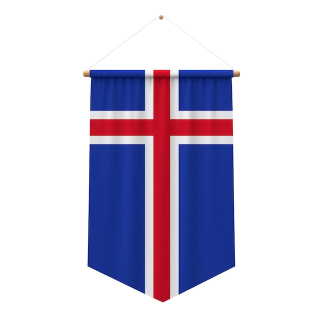 Island Flagge Stoff hängende Banner 3D-Rendering