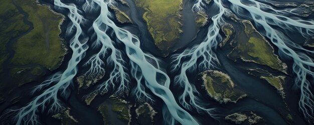 Foto island fluss oben von drohnen island landschaft generative ai