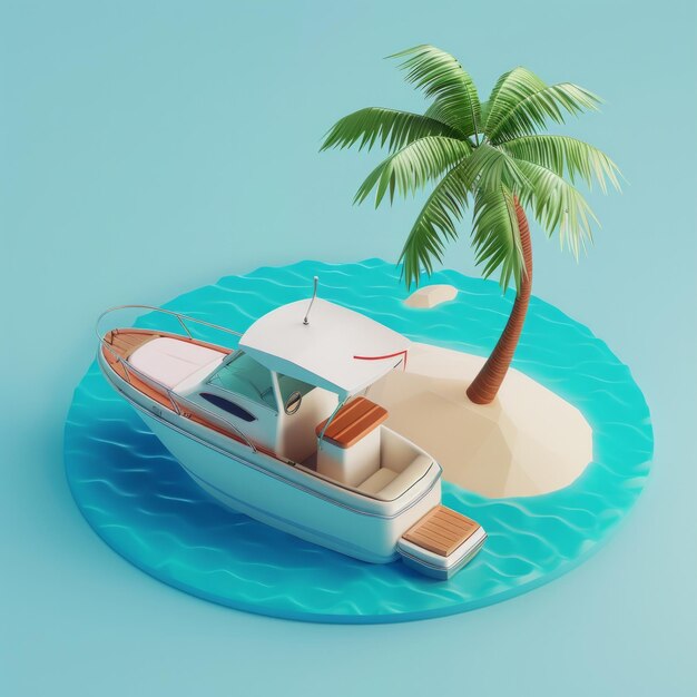 Foto island hopping icon representa um ícone 3d de um pequeno barco a motor perfeito para aventuras de salto de ilha ai generative