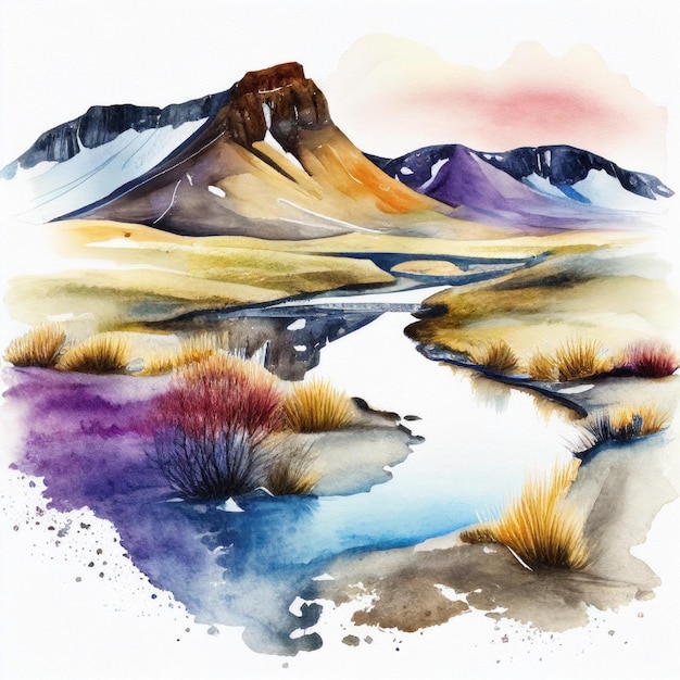 Island im Aquarellstil von Generative AI