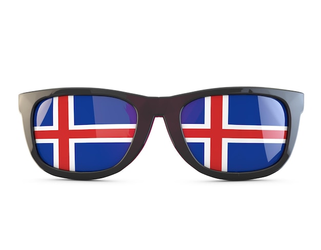 Islandia bandera gafas de sol 3D Rendering