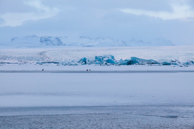 Islândia, icebergs flutuando. gelo e cinzas vulcânicas. lagoa da geleira. derreter gelo. costa sul da islândia. lagoa jokullsarlon