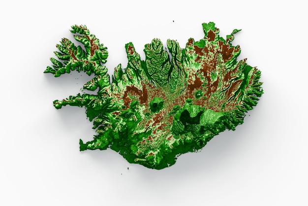 Islandia Mapa topográfico 3d mapa realista Color 3d ilustración