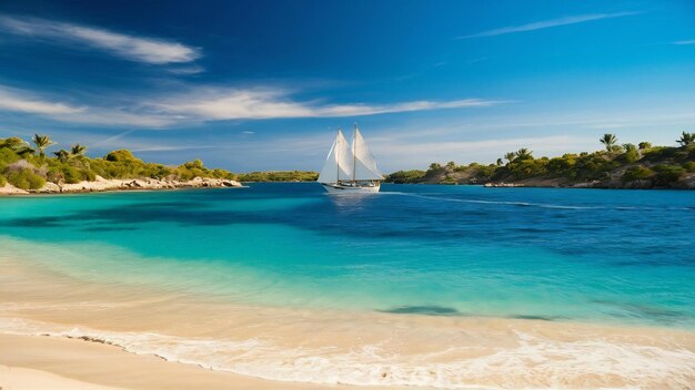 Foto islas baleares mar turquesa bajo cielo azul