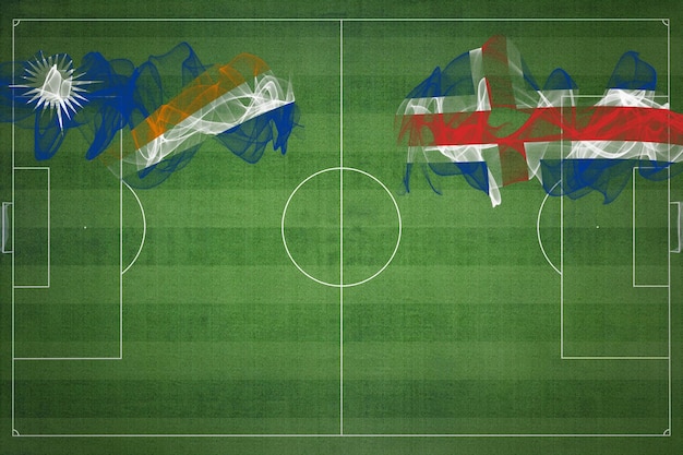 Islas Marshall vs Islandia Partido de fútbol colores nacionales banderas nacionales campo de fútbol juego de fútbol Concepto de competencia Espacio de copia