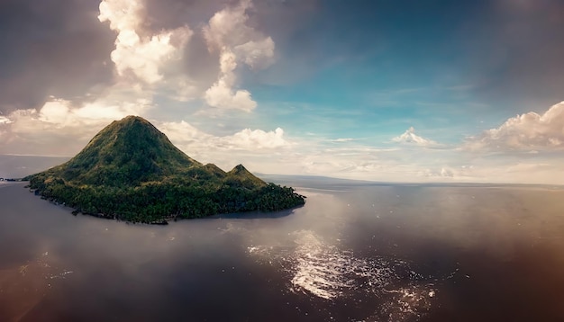 Islas en el océano. Islas filipinas de fantasía en la fotografía aérea del océano.