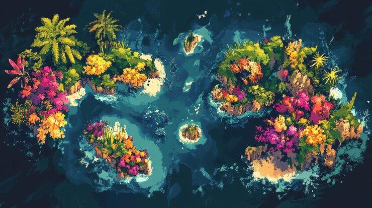 Islas tropicales vibrantes rodeadas por un océano turquesa