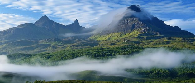 Isle of Skye, Schottland, neblige Mooren und zerklüftete Gipfel