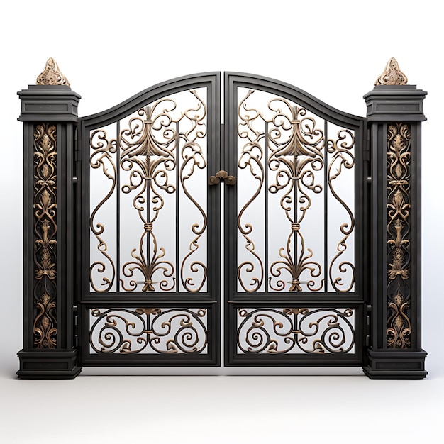 Isolado de Bi Fold Gate com Ornate Patterned Glass Design Consiste em C 3D Design Concept Idease