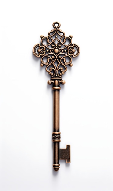 Isolado de Medieval Key Pendant Medieval Inspirado Pendente Feito de sutiã Clipart Conceito de Acesso de Jogo