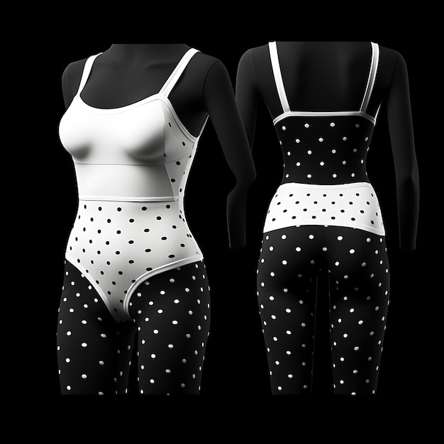 Isolado de Polka Dot Balconette Pantie e Sutiã Set Clássico Polka Dot Pa Ideias de Conceito de Design 3D