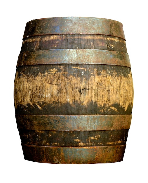 Isolado de um velho barril de cerveja de madeira ou barril