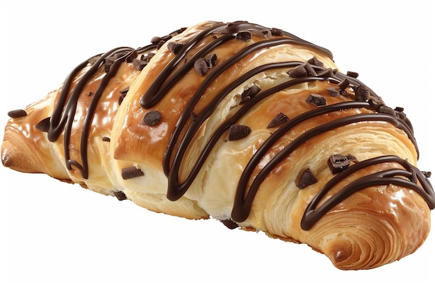 Isolado delicioso croissant de chocolate francês