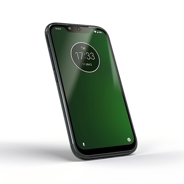 Isolado de Motorola Moto G7 Power Smartphone Vista lateral haciendo hincapié en el fondo blanco Limpio