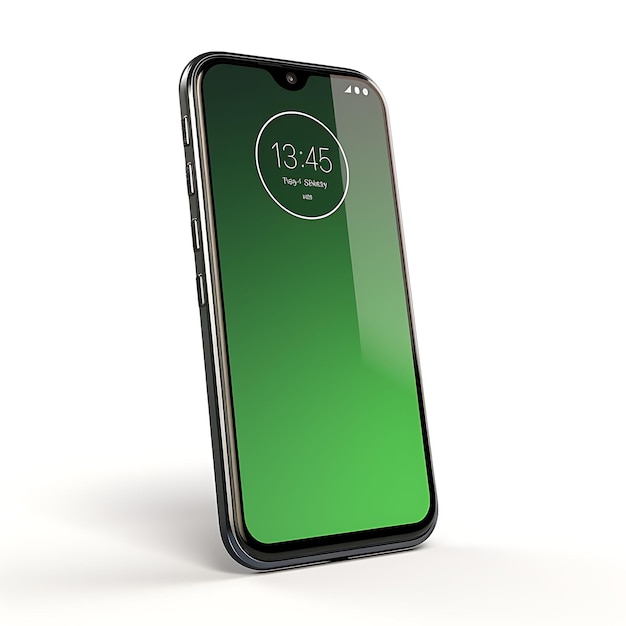 Isolado de Motorola Moto G7 Power Smartphone Vista lateral haciendo hincapié en el fondo blanco Limpio