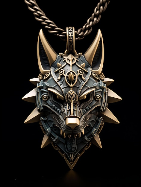 Isolado de Viking Wolf Head Pendant Viking Inspirado en el colgante hecho de B Clipart Concepto de activos de juego