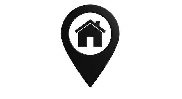 Isolated Black Location Pin with House Icon