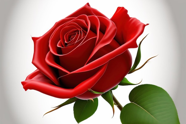 Isoliert auf weißem Hintergrund eine schöne rote Rose