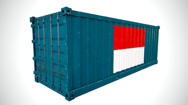 Isolierte 3D-Darstellung von Seefrachtcontainern mit Nationalflagge von Monaco