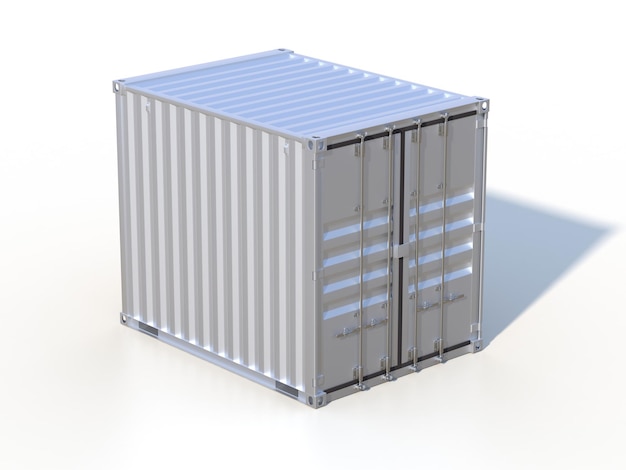 Foto isolierte 3d-illustration eines metallischen schiffsfrachtcontainers