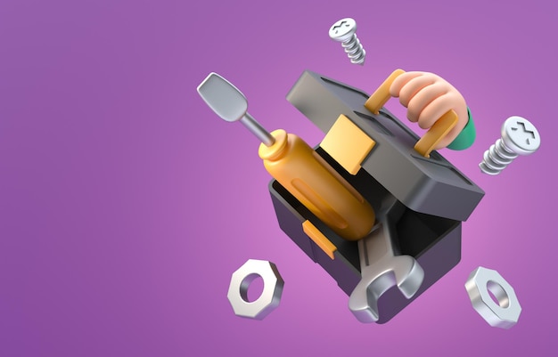 Isolierte 3D-Toolbox 3D-Illustration