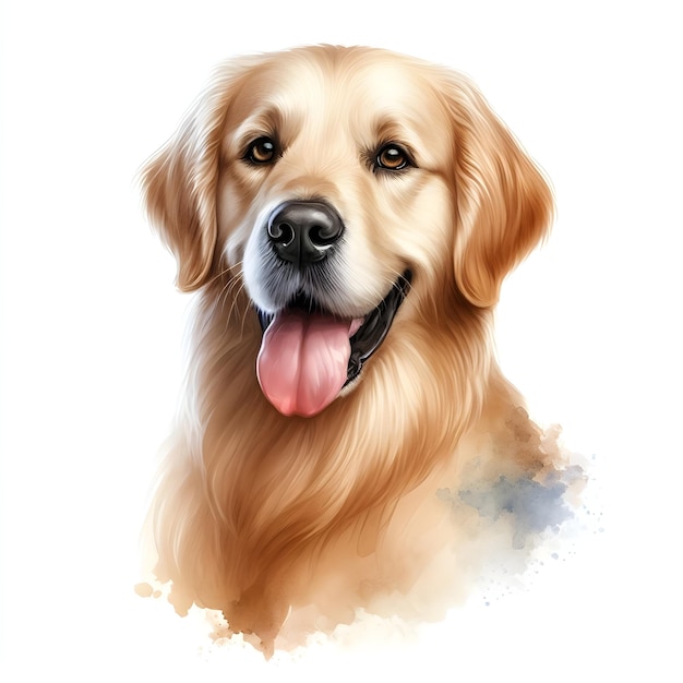 Foto isolierte aquarell-illustration eines niedlichen golden retriever-hunds auf weißem hintergrund