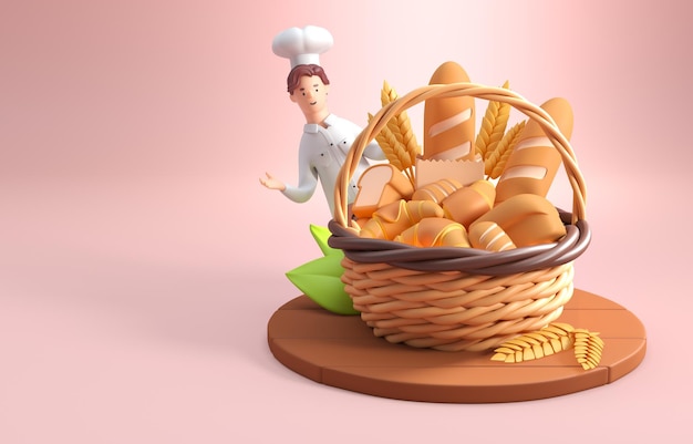 Isolierte Bäckerei-Konzept 3D-Illustration