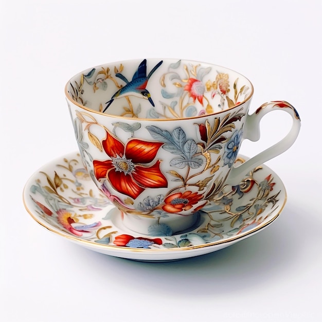 Isolierte Blumen-Tee-Tasse