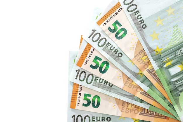 Isolierte Euro-Banknoten auf Weiß