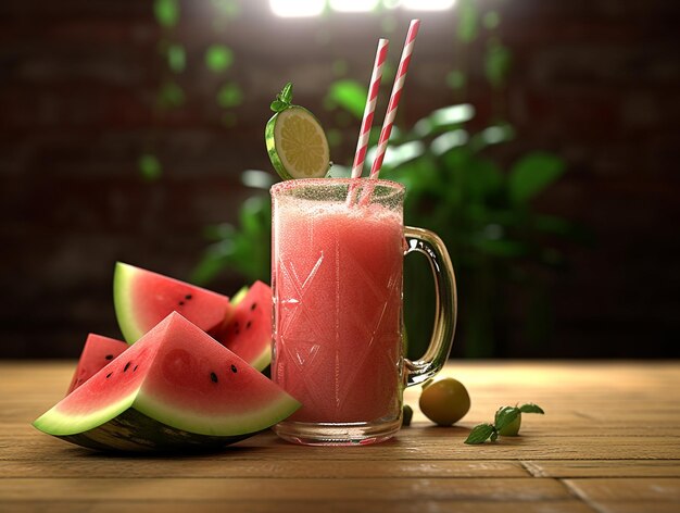 Isolierte Fotografie von Wassermelonensaft