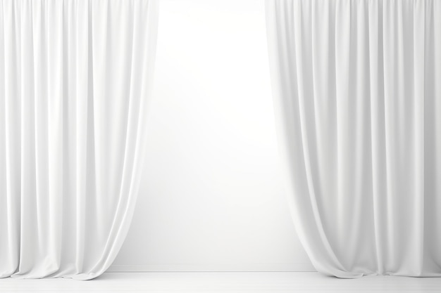 Isolierte fotorealistische Vorlage für weiße, leere Vorhänge auf transparentem Hintergrund, generative KI