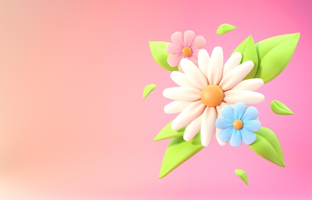 Isolierte Frühlingsblumen 3D-Illustration